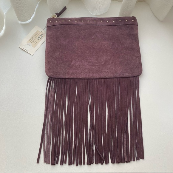 NWT Ugg Large Zip Studded Fringe Pouch/Clutch - Picture 2 of 9